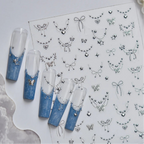 3D Metallic Jewelry Nail Stickers - Coquette Bows Pendant Chains Decals