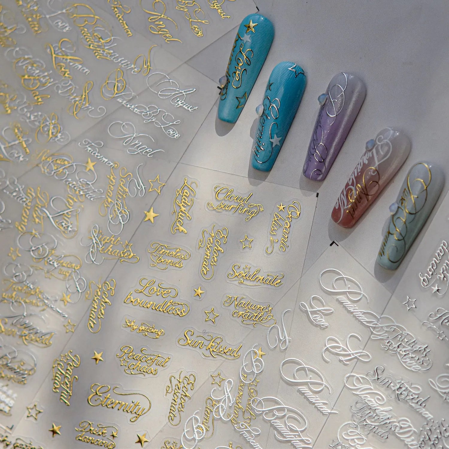 3D Metallic Lettering Nail Stickers