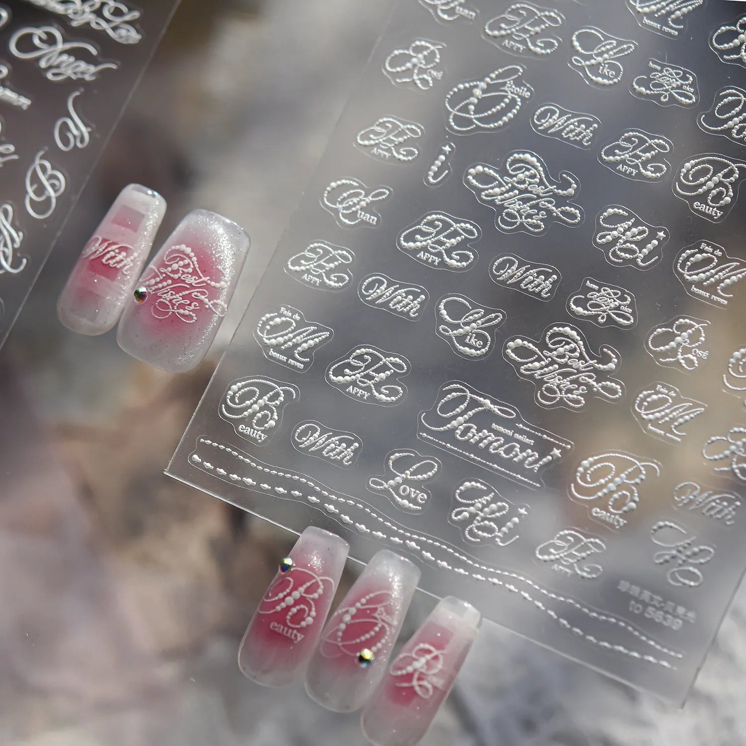 3D Metallic Lettering Nail Stickers