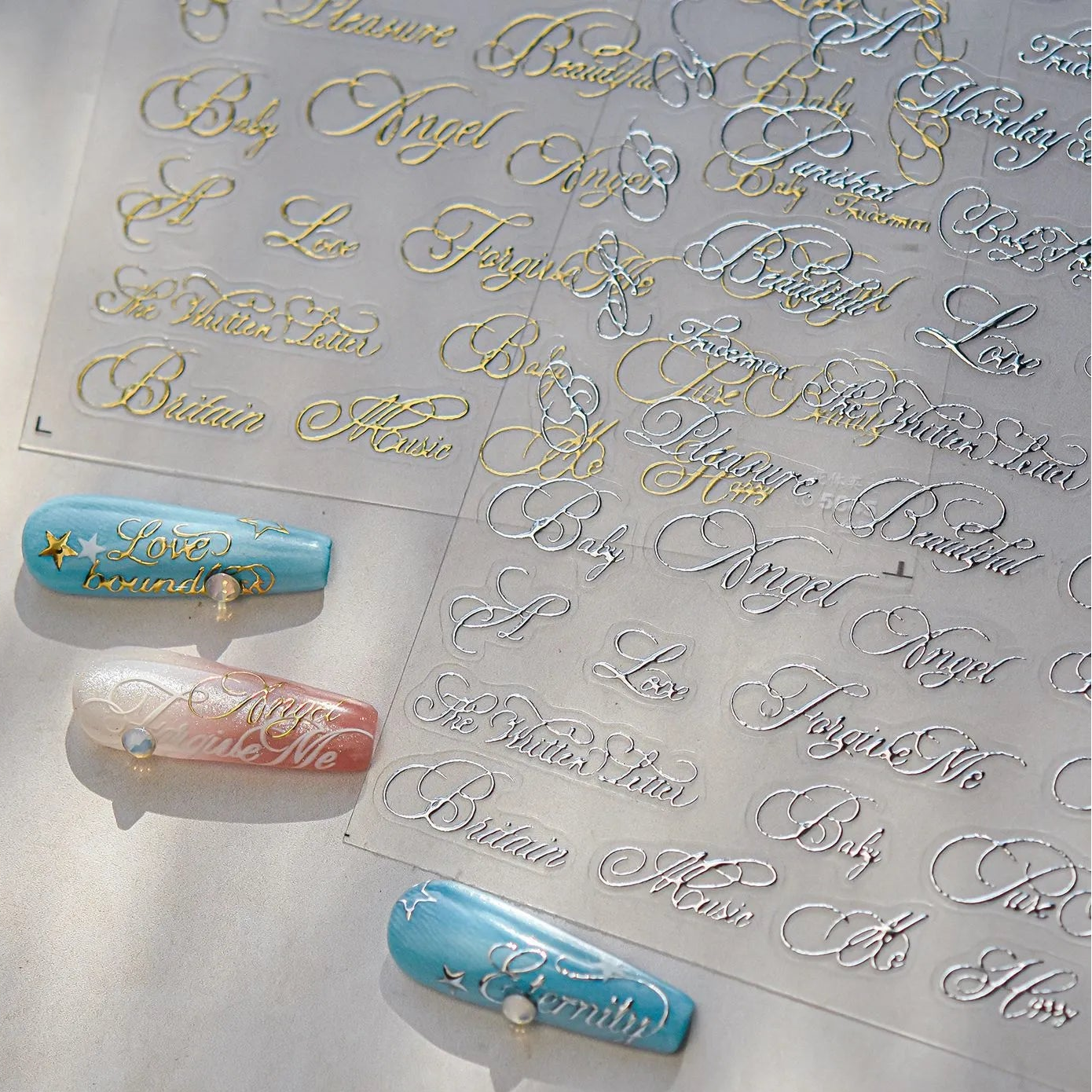 3D Metallic Lettering Nail Stickers