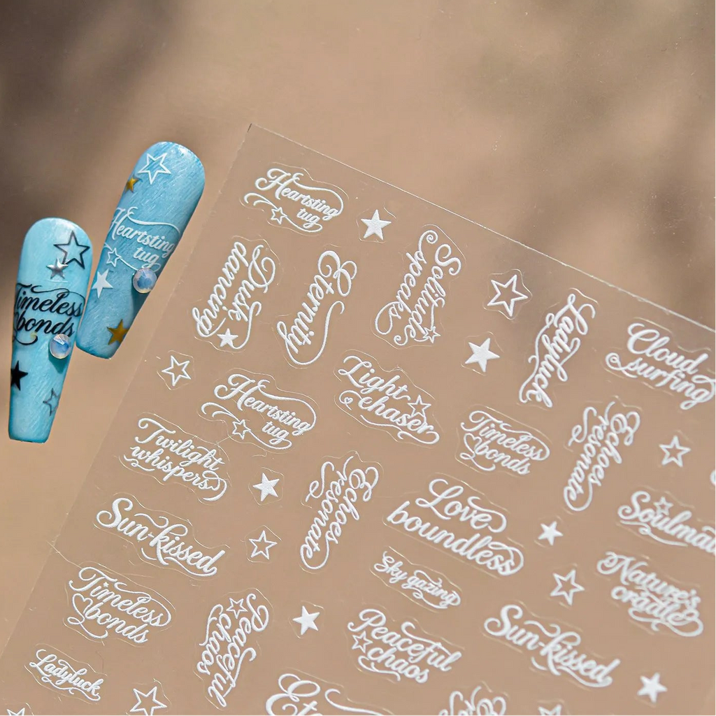3D Metallic Lettering Nail Stickers