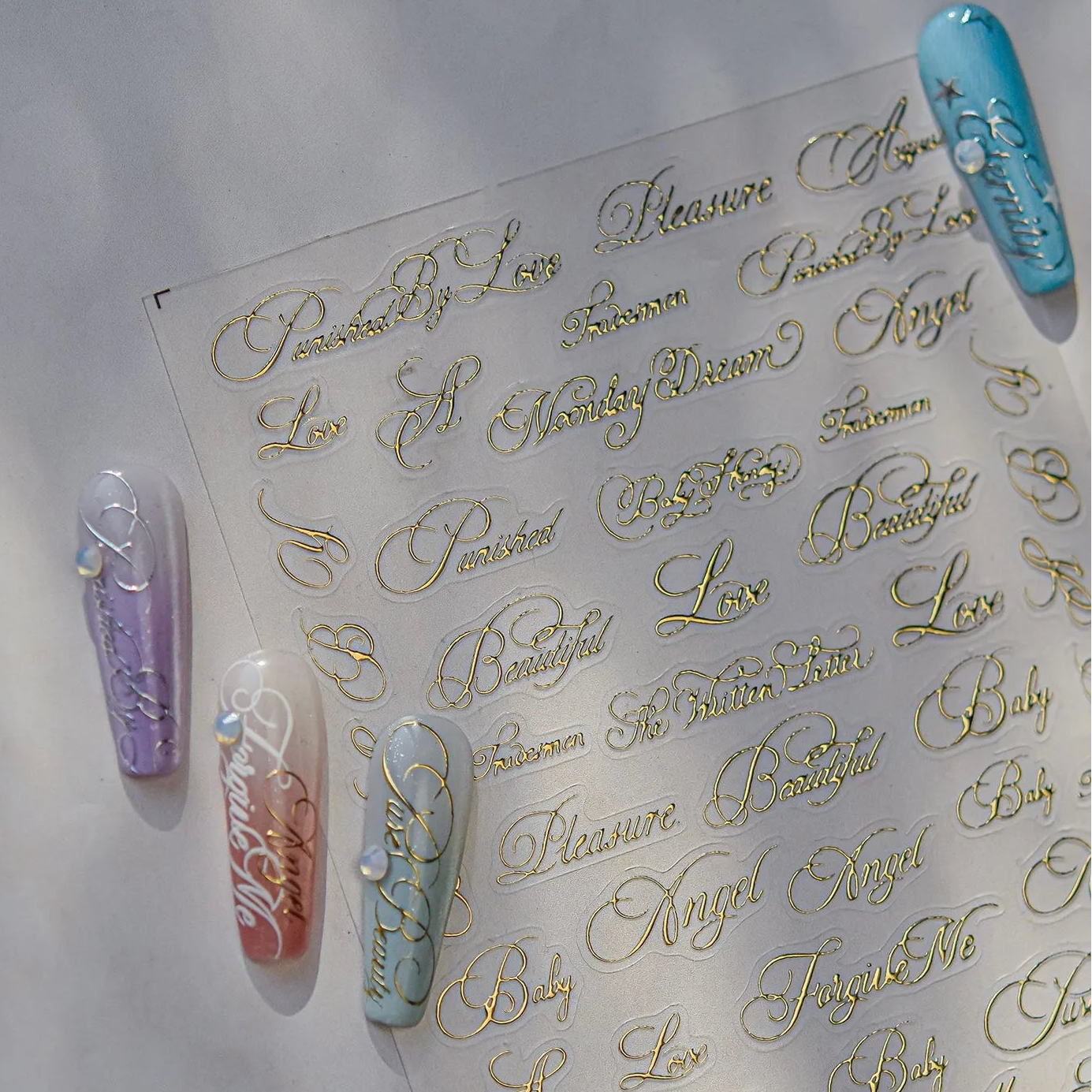 3D Metallic Lettering Nail Stickers