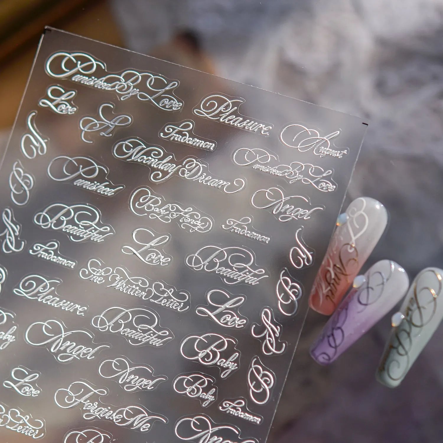 3D Metallic Lettering Nail Stickers