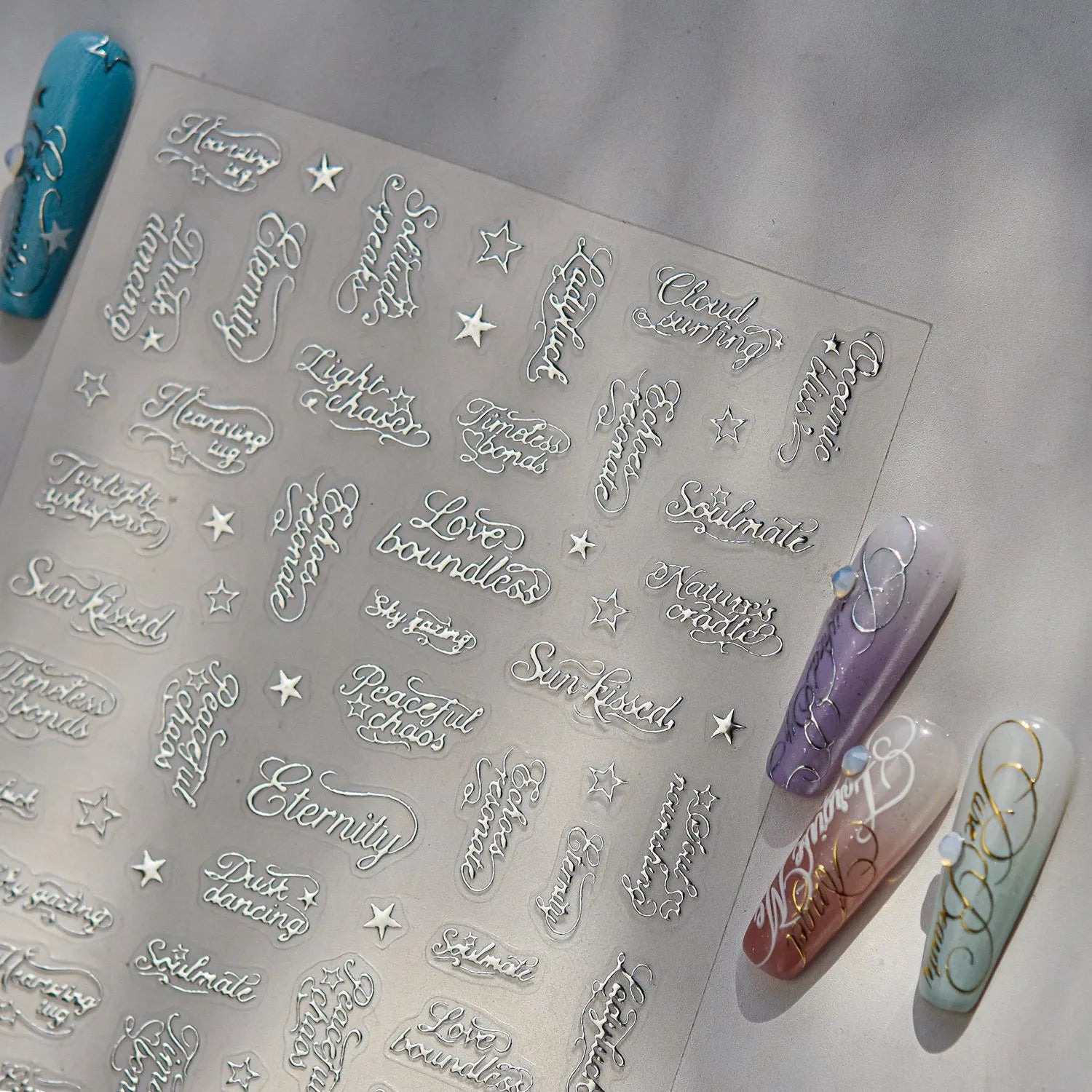 3D Metallic Lettering Nail Stickers