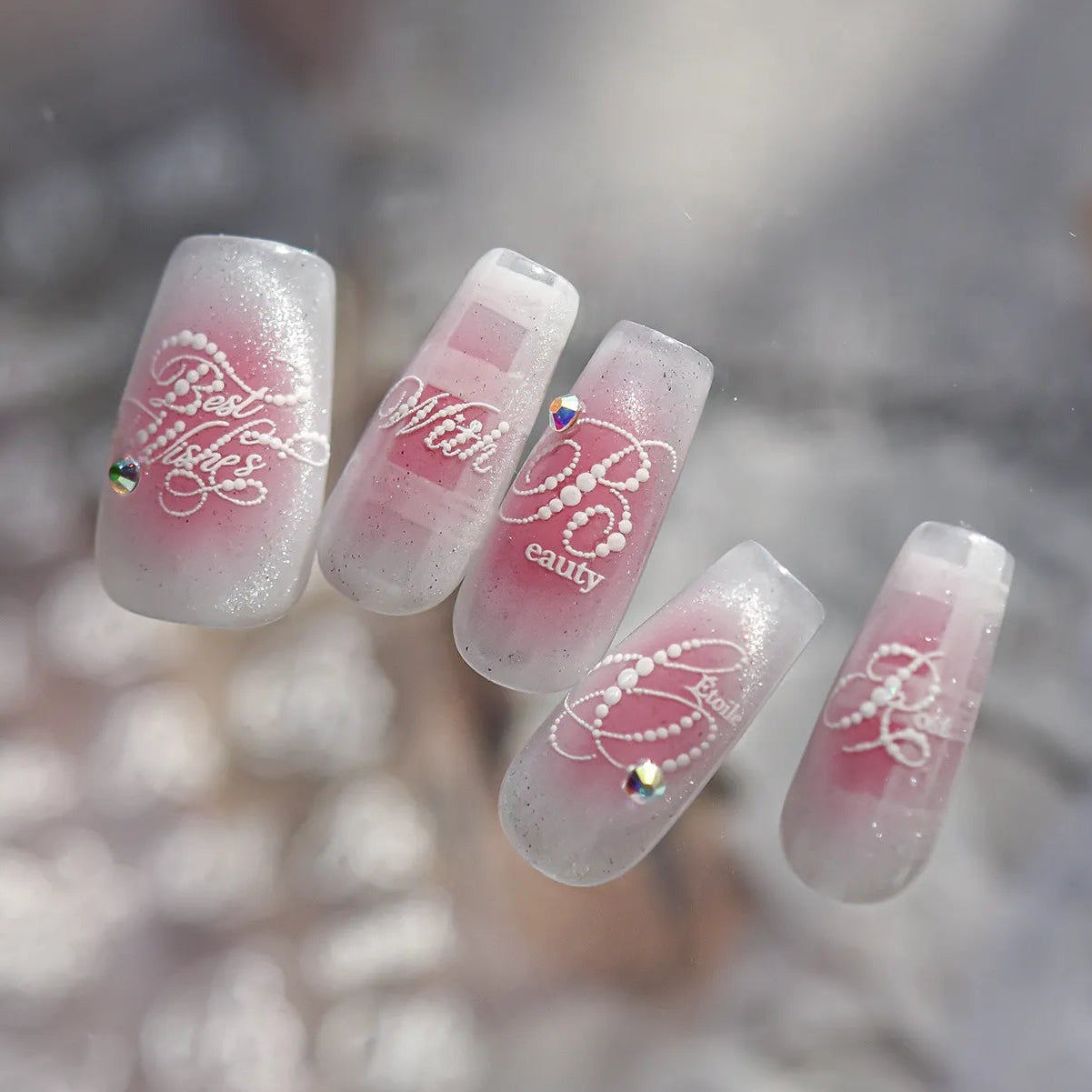 3D Metallic Lettering Nail Stickers