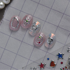 3D Metallic Silver Nail Stickers - Chrome Y2K Butterfly & Heart Decals