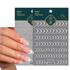 3D Modern French Tip Line Nail Stickers | White Minimalist Swirl Nail Art Decals TS303