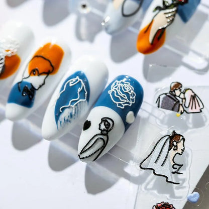3D Nail Art Stickers Wedding Brides Design Adhesive Sticker Decals TS1346