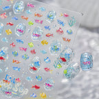 3D Ocean Nail Stickers Mermaid Sea Fish Coral Jelly Decals