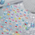 3D Ocean Nail Stickers Mermaid Sea Fish Coral Jelly Decals