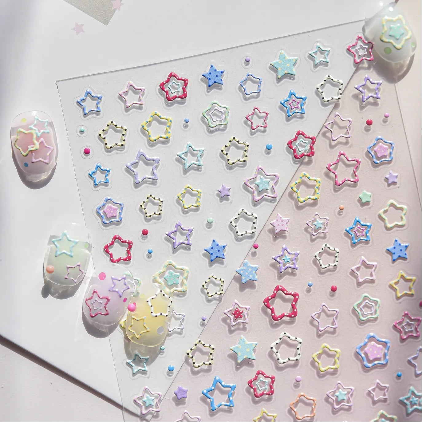 3D Pastel Star Nail Art Stickers