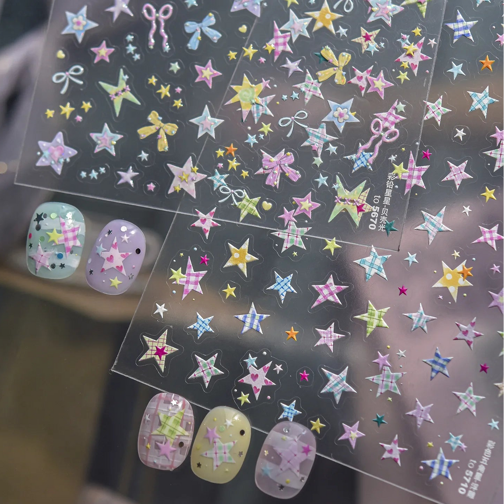 3D Pastel Star Nail Art Stickers