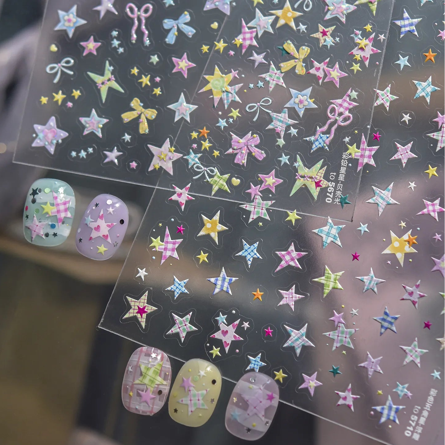 3D Pastel Star Nail Art Stickers
