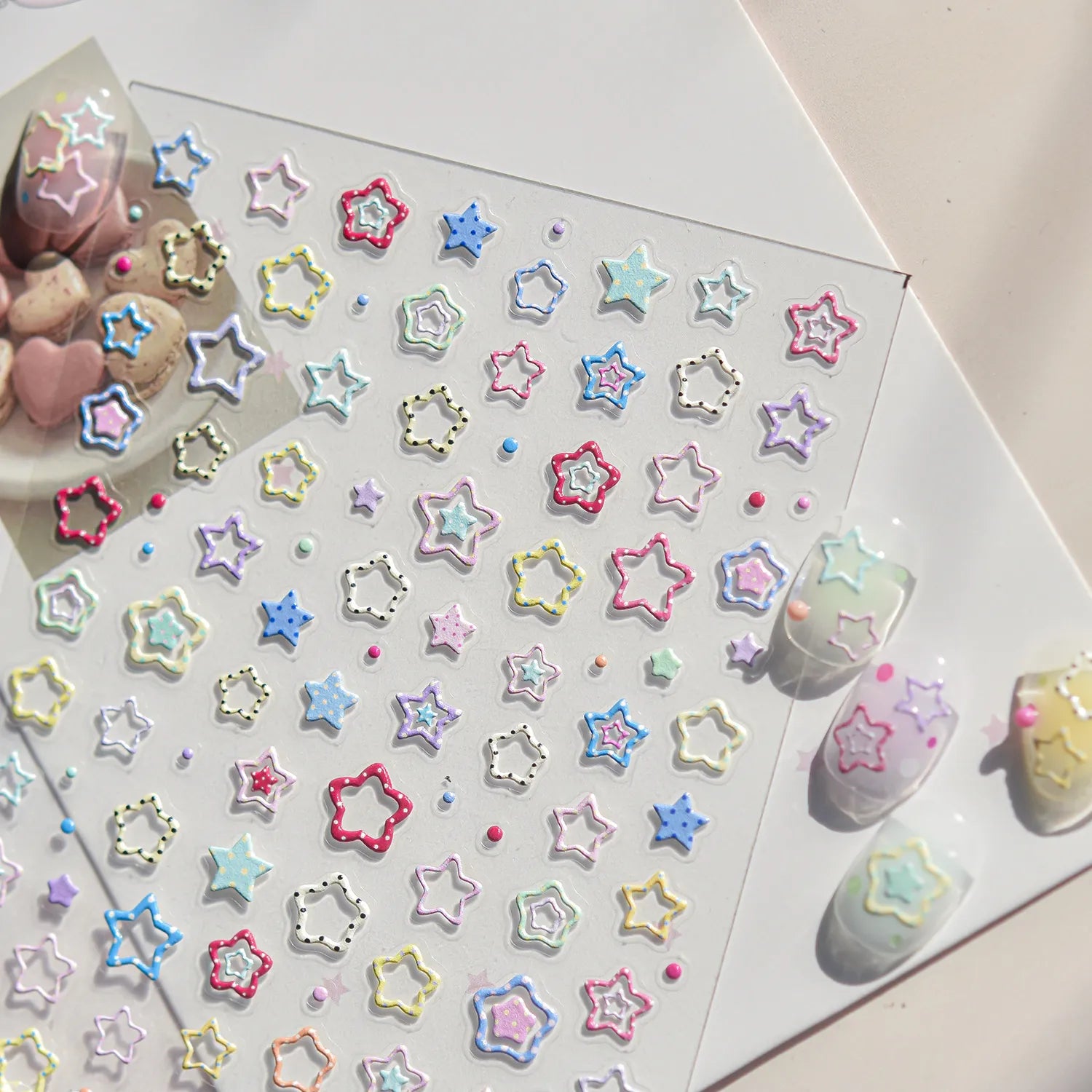 3D Pastel Star Nail Art Stickers