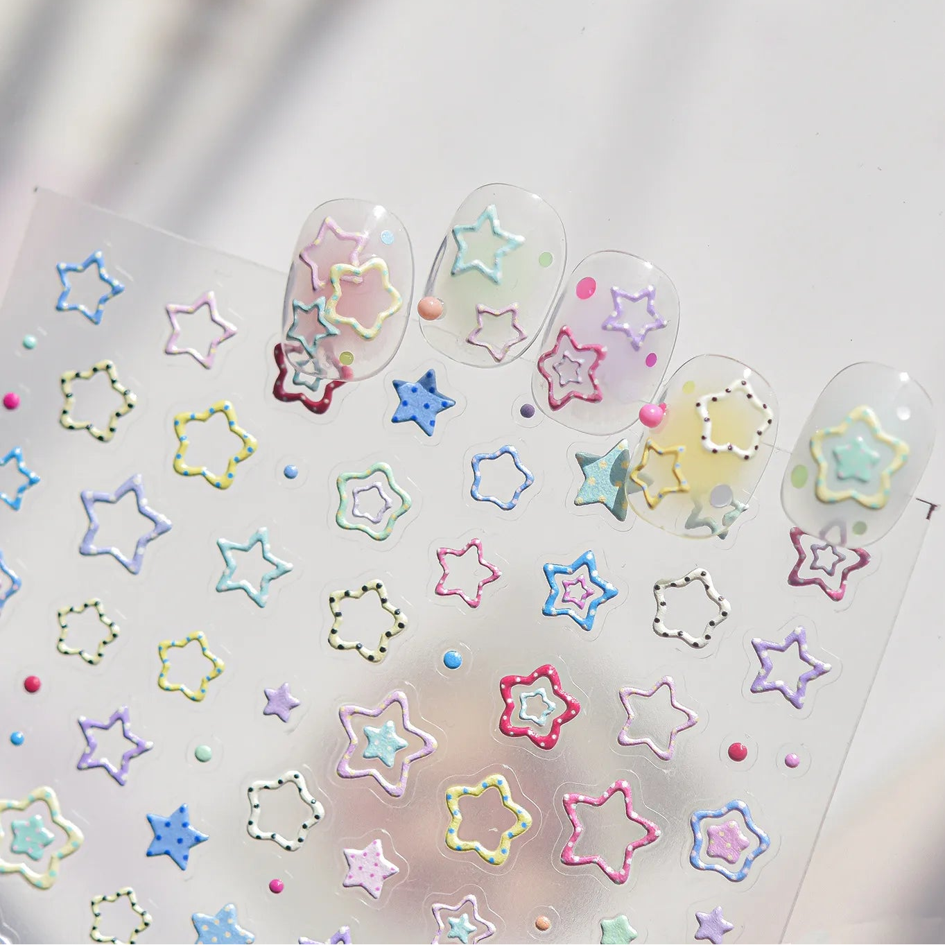 3D Pastel Star Nail Art Stickers