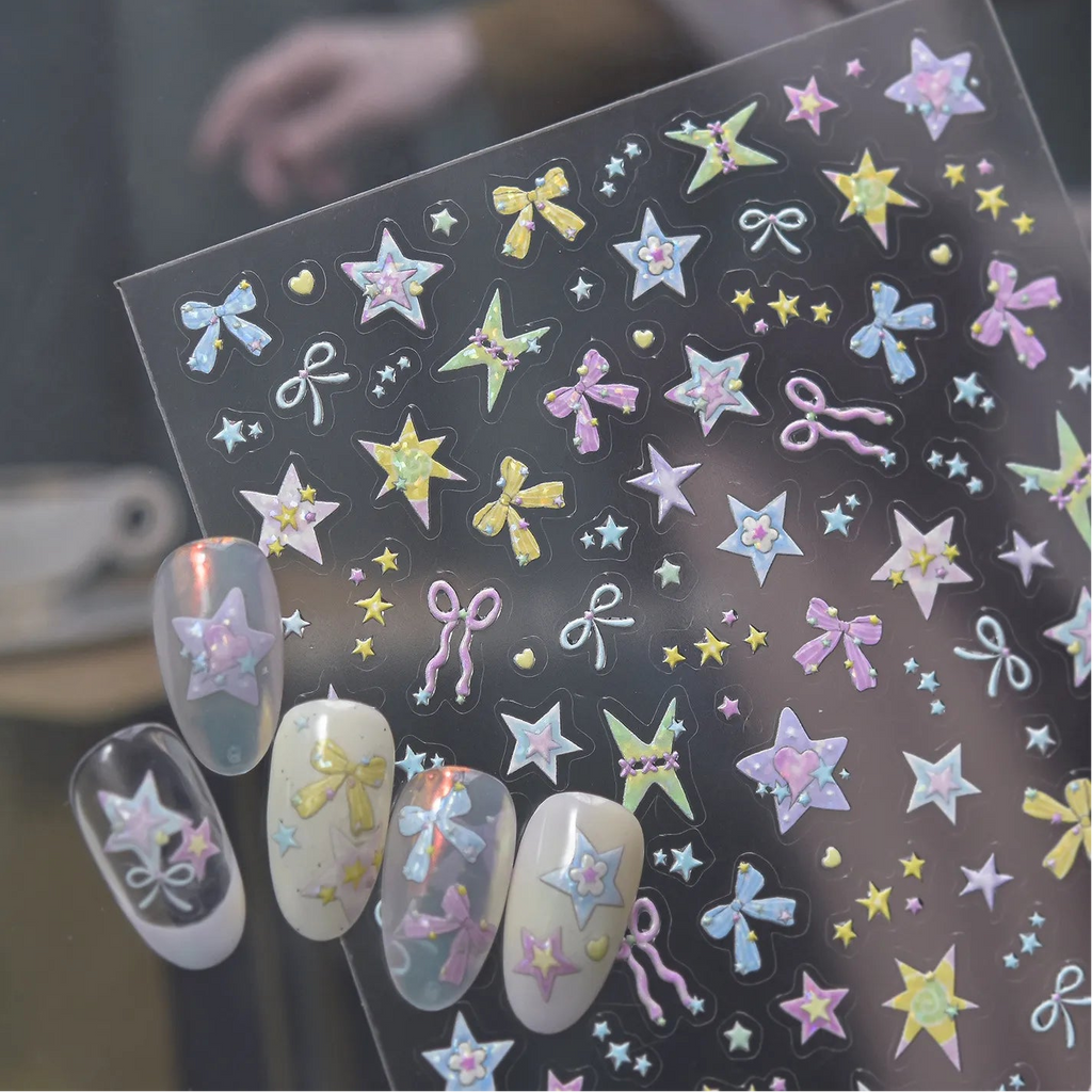 3D Pastel Star Nail Art Stickers