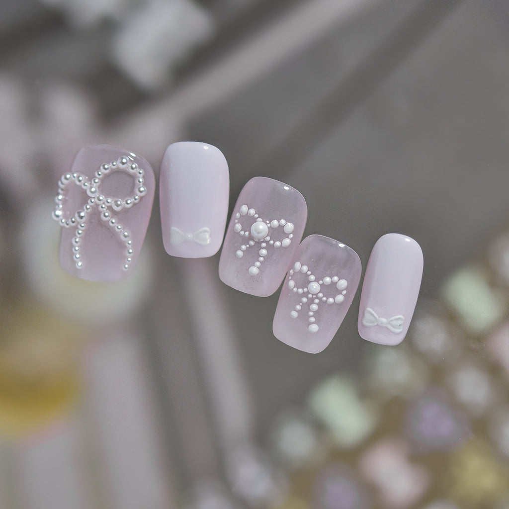 3D Pearl Ribbon Bow Nail Art Stickers 5944