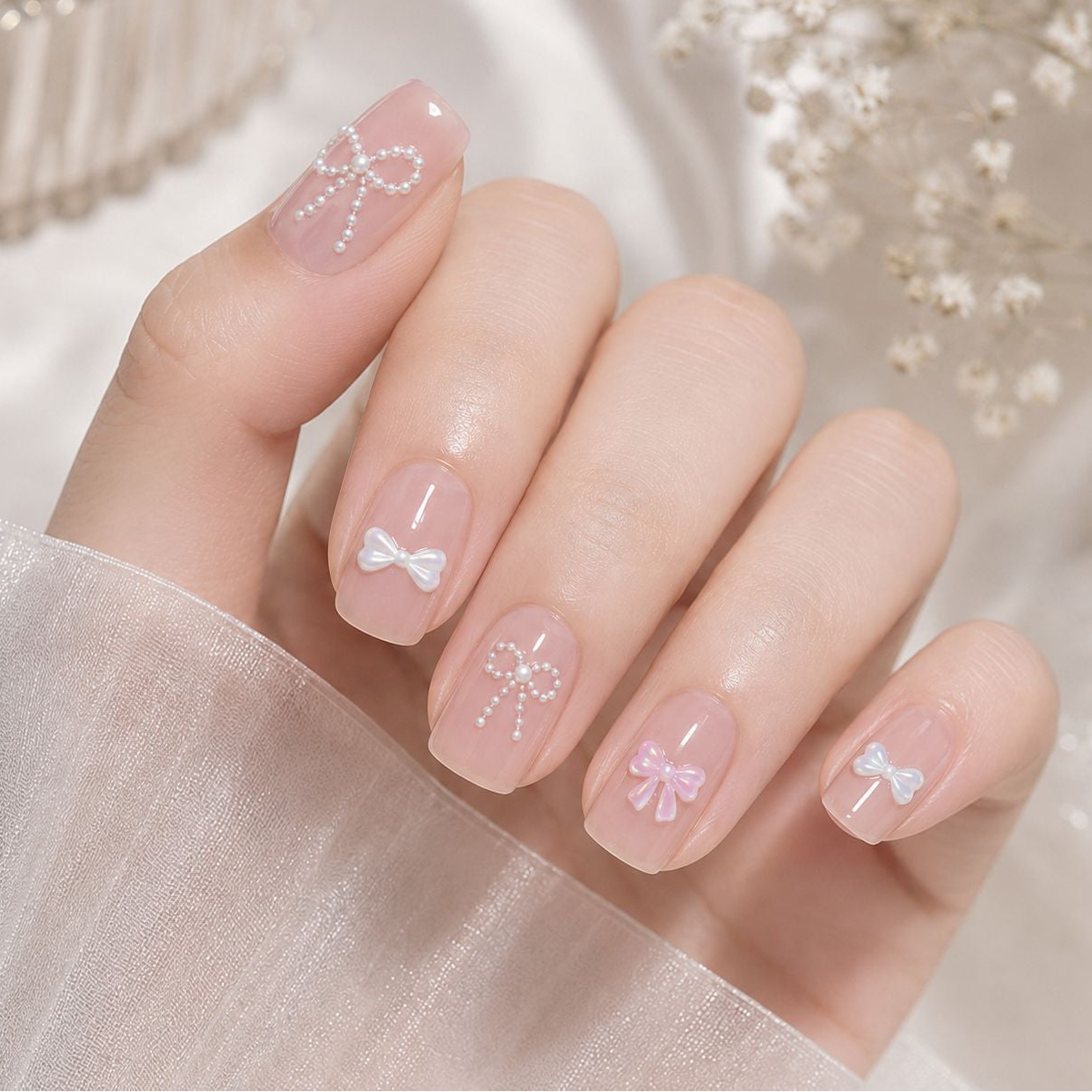 3D Pearl Ribbon Bow Nail Art Stickers 5944