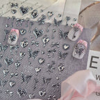 3D Retro Gold Silver Butterfly Heart Lock Key Nail Stickers MS893