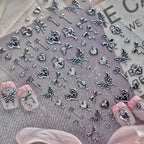 3D Retro Gold Silver Butterfly Heart Lock Key Nail Stickers MS893