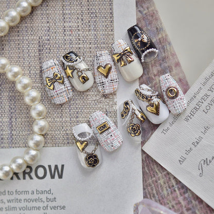 3D Retro Gold Silver Butterfly Heart Lock Key Nail Stickers MS893