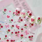3D Rose Bear & Bow Nail Stickers - Valentine Nails Art 