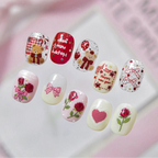 3D Rose Bear & Bow Nail Stickers - Valentine Nails Art 