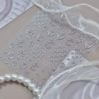 3D Silver Coquette Bow & Floral Embossed Nail Stickers