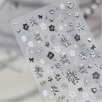 3D Silver Metallic Nail Art Stickers - Y2K Cyber Gothic Flower Decals 