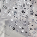 3D Silver Metallic Nail Art Stickers - Y2K Cyber Gothic Flower Decals 