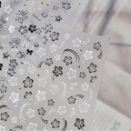 3D Silver Metallic Nail Art Stickers - Y2K Cyber Gothic Flower Decals 