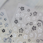 3D Silver Metallic Nail Art Stickers - Y2K Cyber Gothic Flower Decals 