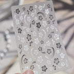 3D Silver Metallic Nail Art Stickers - Y2K Cyber Gothic Flower Decals 