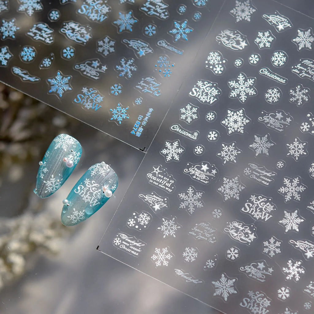 3D Snowflake Nail Art Stickers | Winter Christmas Snow Nail Decals to5273