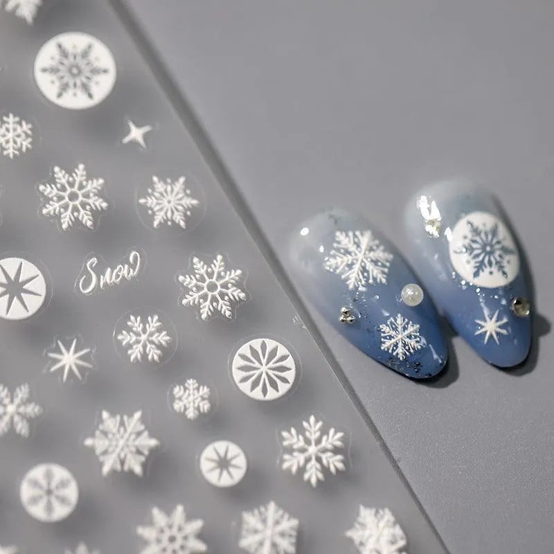 3D Snowflake Nail Stickers Winter Snow Adhesive Sticker Nail Decals TS3316