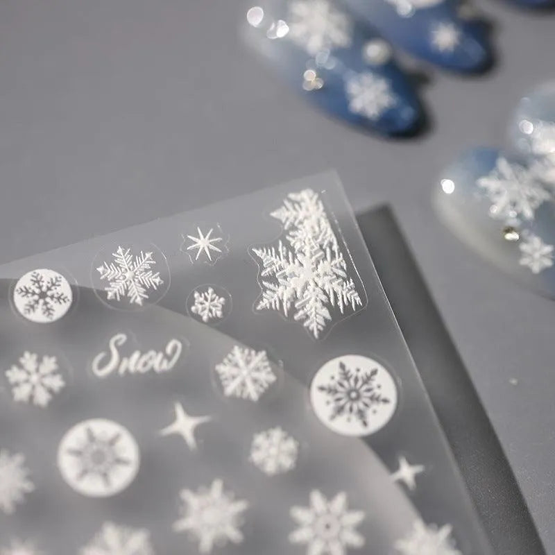 3D Snowflake Nail Stickers Winter Snow Adhesive Sticker Nail Decals TS3316