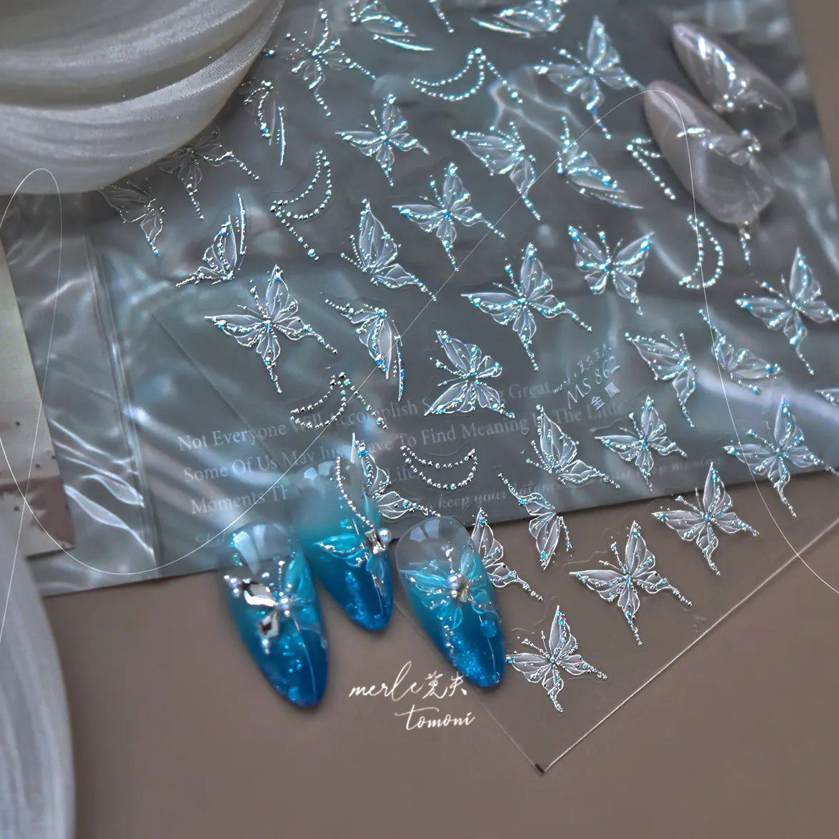 3D Sparkly Butterfly Nail Stickers - Rhinestone & Fairy Decals for Manicure MS862