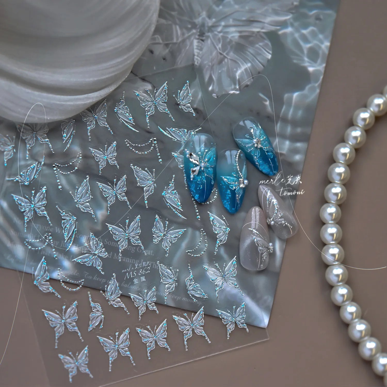 3D Sparkly Butterfly Nail Stickers - Rhinestone & Fairy Decals for Manicure MS862