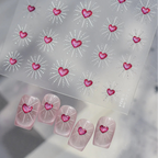 3D Starburst Heart Nail Stickers - Pink Glitter Valentine's Decals 5524