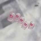 3D Starburst Heart Nail Stickers - Pink Glitter Valentine's Decals 5524