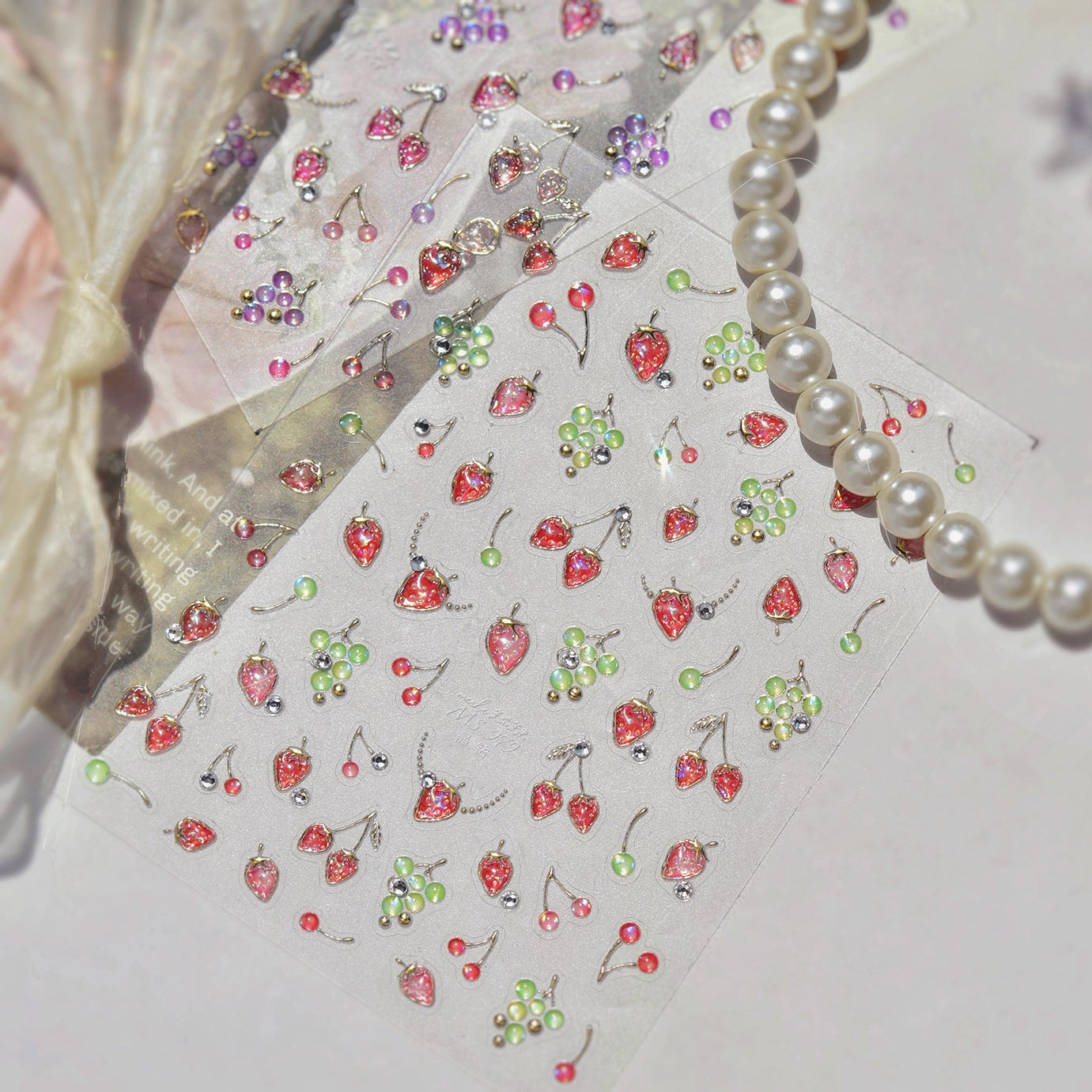 3D Strawberry Cherry Nail Stickers – Kawaii Fruit Decals 