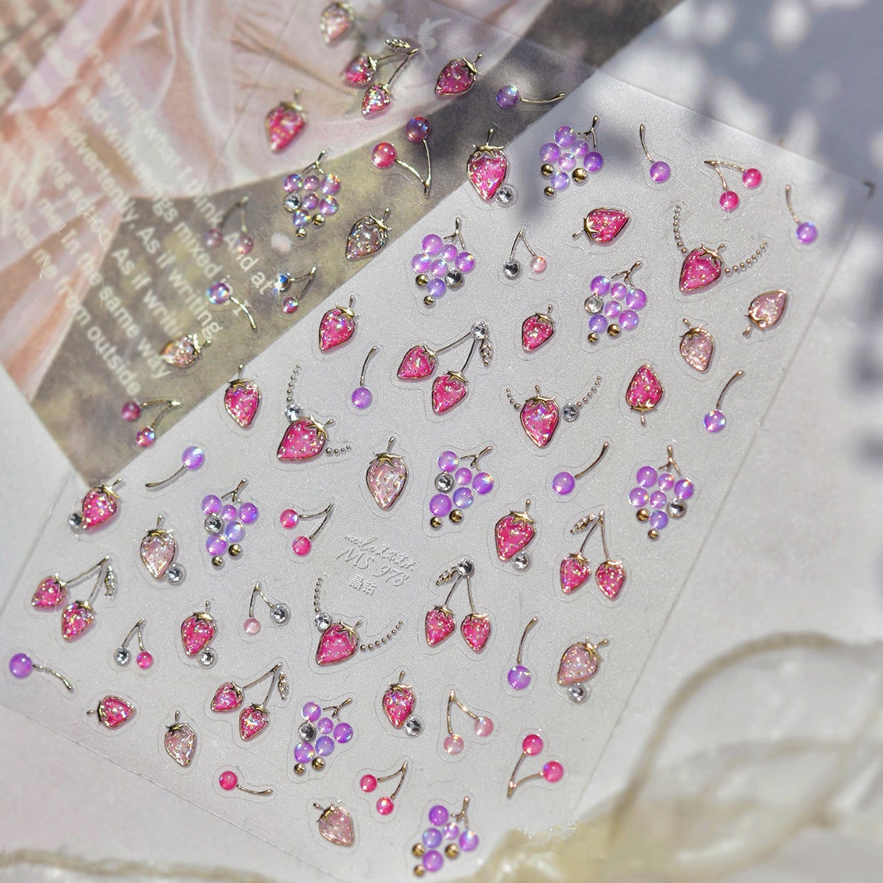 3D Strawberry Cherry Nail Stickers – Kawaii Fruit Decals 