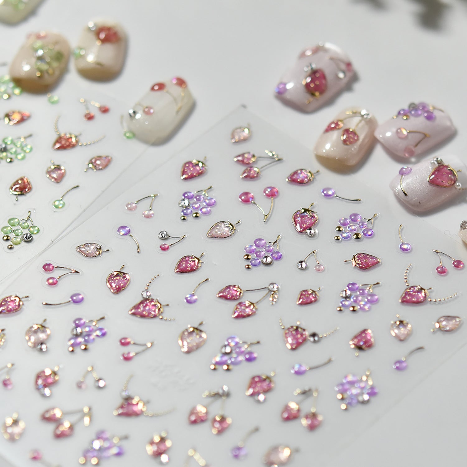 3D Strawberry Cherry Nail Stickers – Kawaii Fruit Decals 978