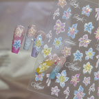 3D Tropical Flower Nail Stickers - Summer Hibiscus & Lily Decals 5958