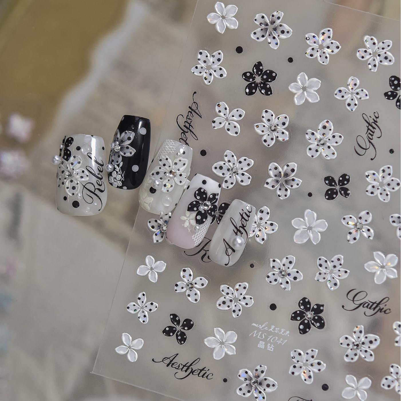 3D Tropical Flower Nail Stickers - Summer Hibiscus & Lily Decals 5958