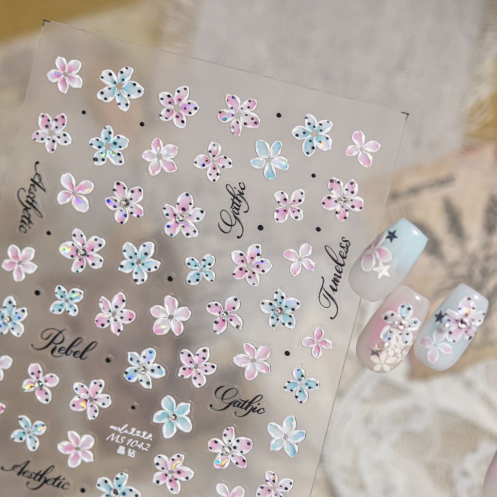 3D Tropical Flower Nail Stickers - Summer Hibiscus & Lily Decals 5958