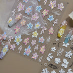 3D Tropical Flower Nail Stickers - Summer Hibiscus & Lily Decals 5958