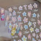3D Tropical Flower Nail Stickers - Summer Hibiscus & Lily Decals 5958