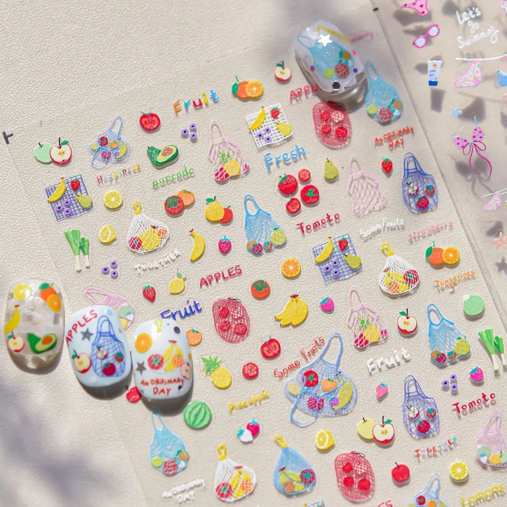 3D Ultra-Thin Beach Nail Stickers – Bikini, Sunglasses & Summer Nail Art Designs