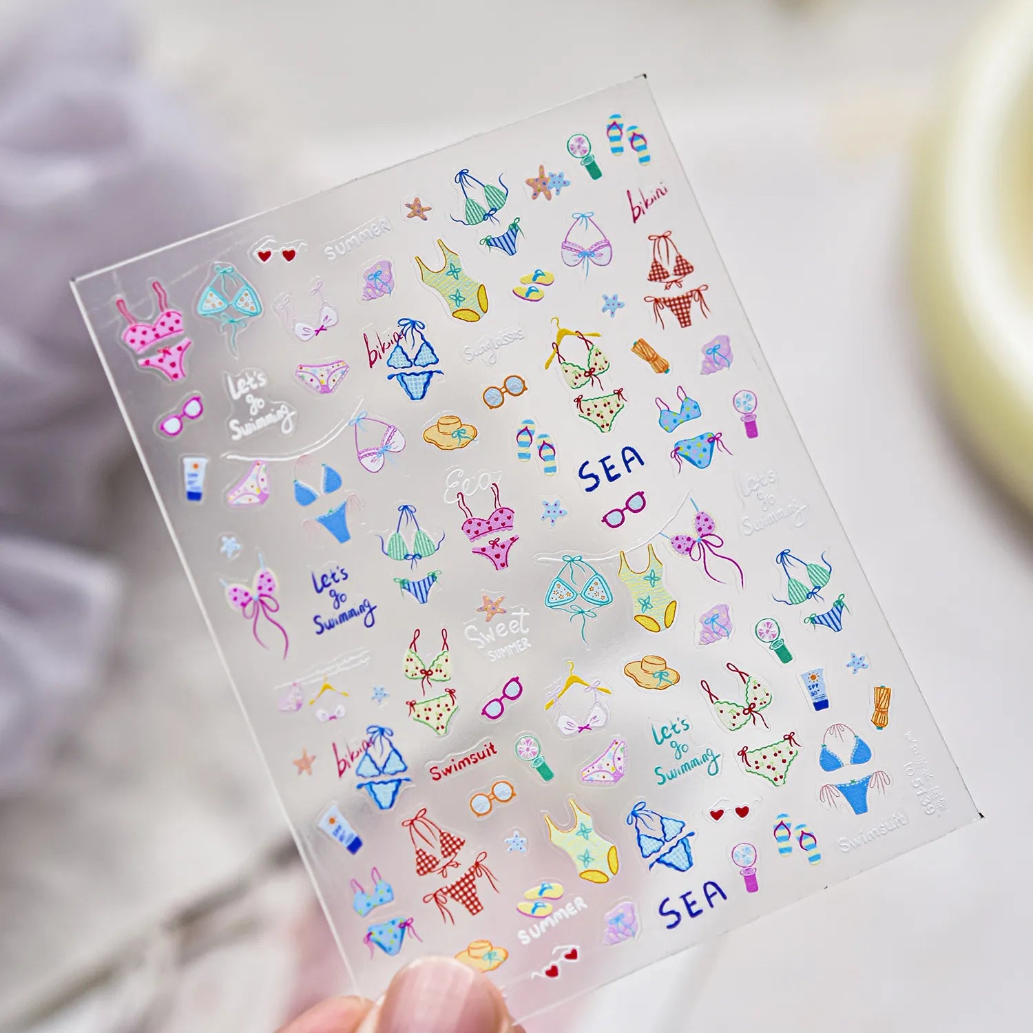 3D Ultra-Thin Beach Nail Stickers – Bikini, Sunglasses & Summer Nail Art Designs